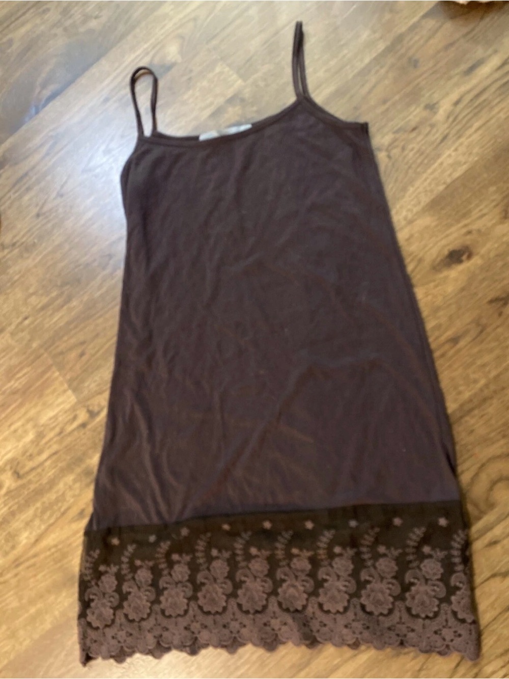 O2 Collection Brown Lace-Trim Camisole Slip Dress size medium